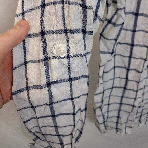 Kenneth Cole Reaction Plaid Button Down White/Blue/Navy Shirt Size Small - Picture 4 of 16